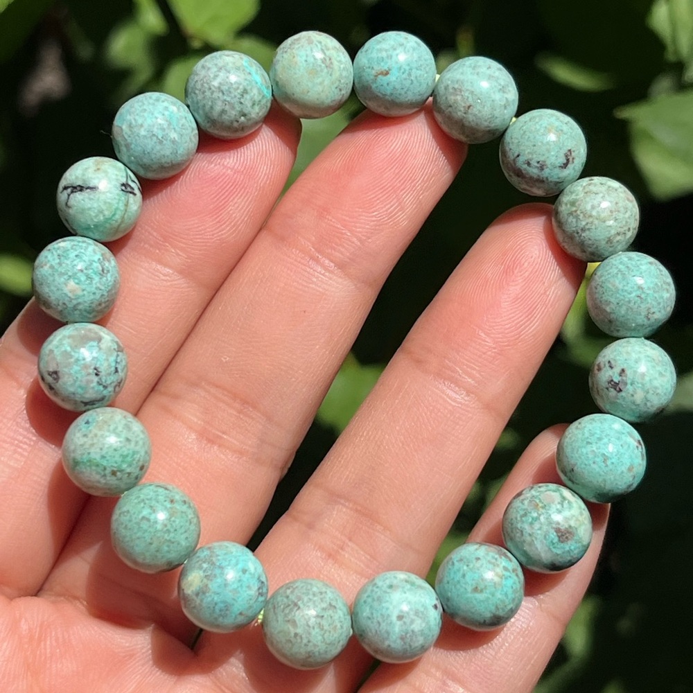 10mm stretchable green‎ chrysocolla bracelet